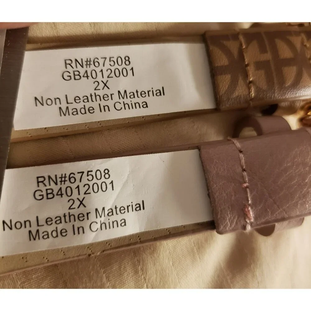 Gianni Bernini Set of 2 Skinny Belts Pink Logo Goldtone Buckle 2X EUC